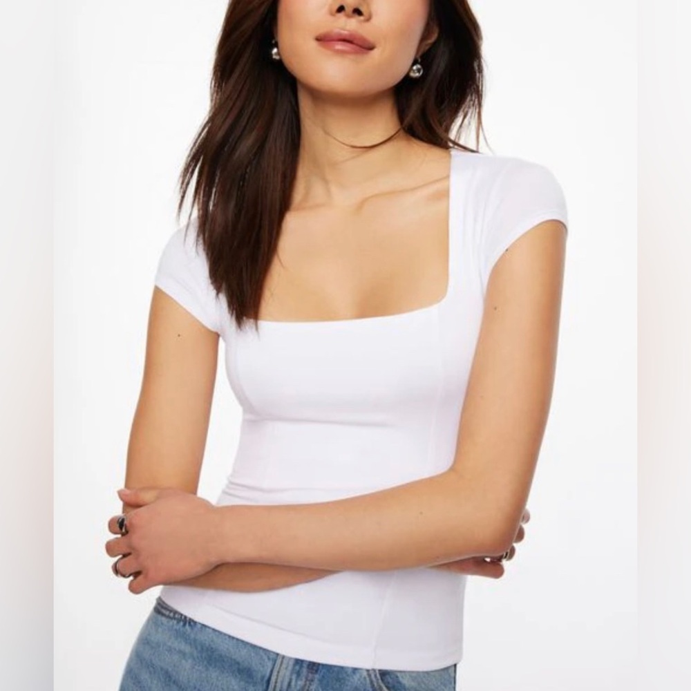 Dynamite. White Square neck Top